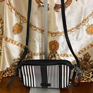 Vera Bradley Black and White Striped Crossbody Bag